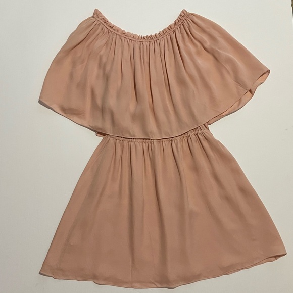 Halston Heritage Peack Pink Silk Off shoulder Flounce Ruffle Mini dress 6 - Picture 10 of 10